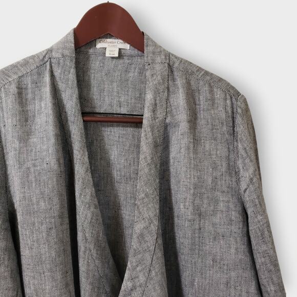 Coldwater Creek Linen Open Draped Asymmetric Jacket Grey Herringbone Sz XL (18) - Picture 2 of 11